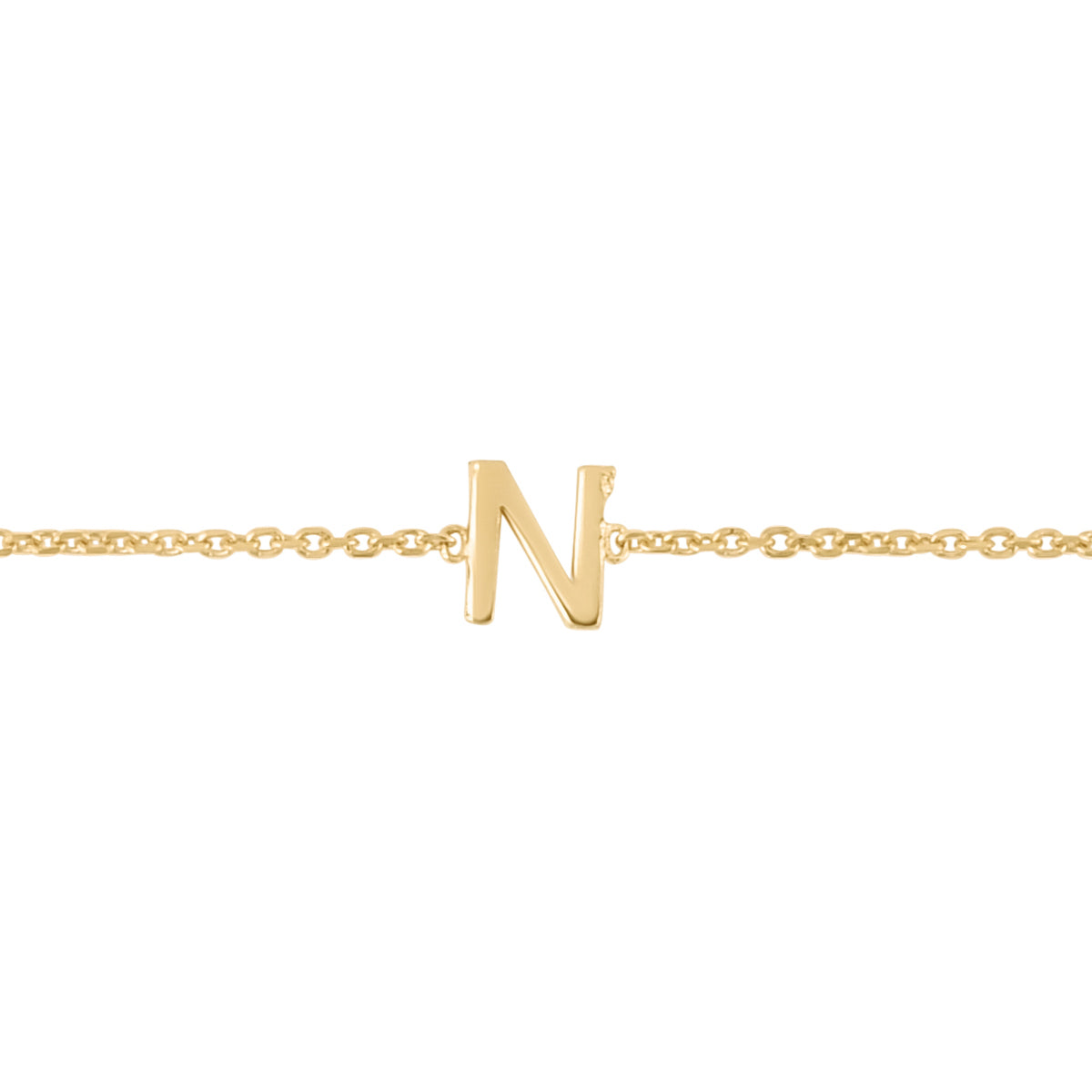 14K Yellow Gold 18" Mini Initial N Necklace