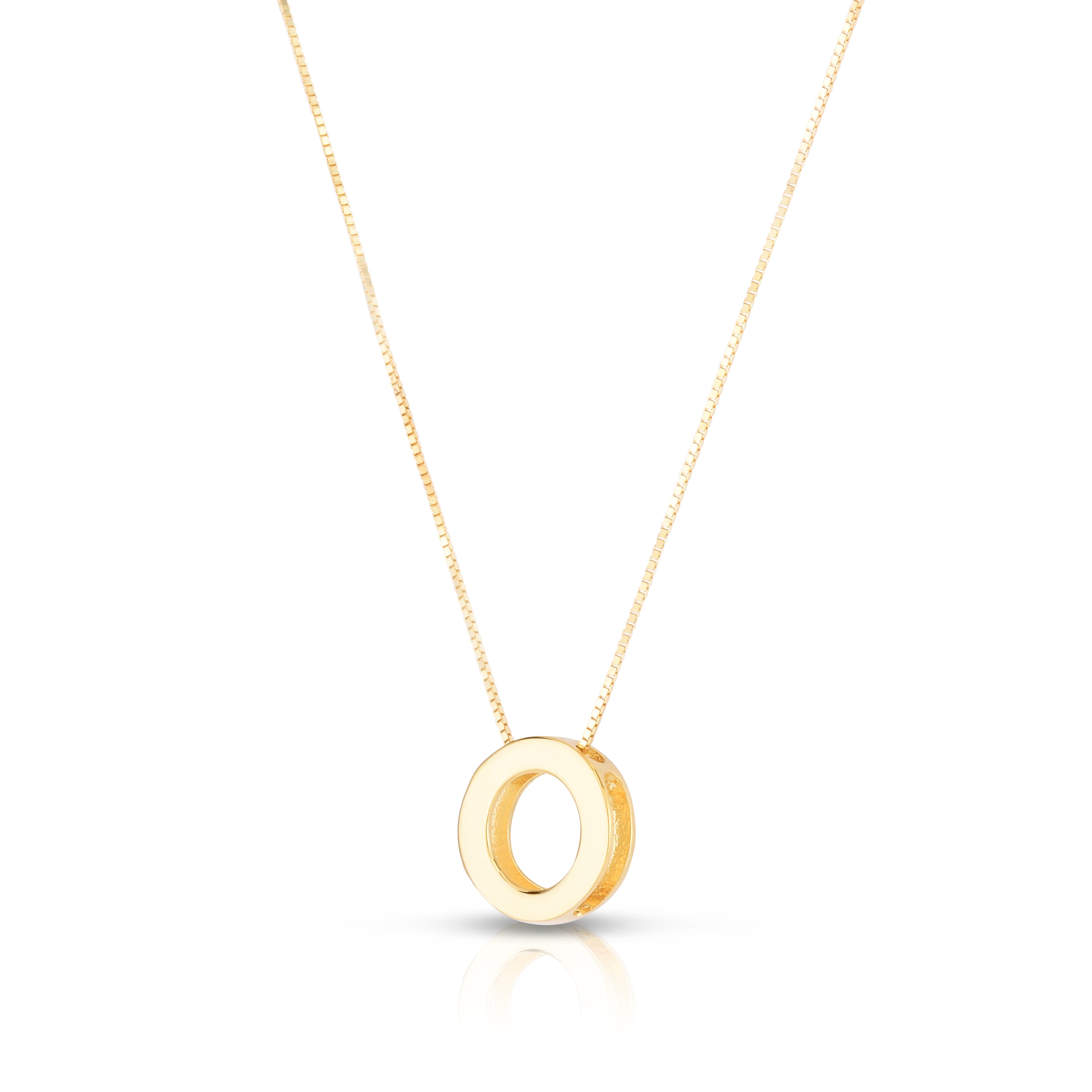 14K Yellow Gold Yours Truly Block Letter Initial O 18" Necklace