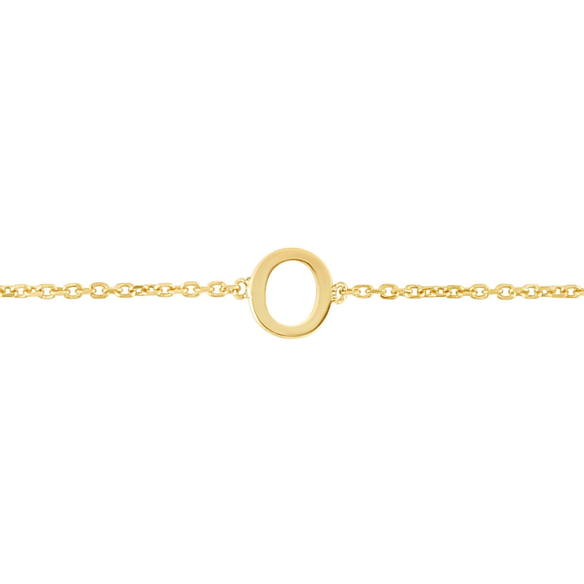 14K Yellow Gold 18" Mini Initial O Necklace