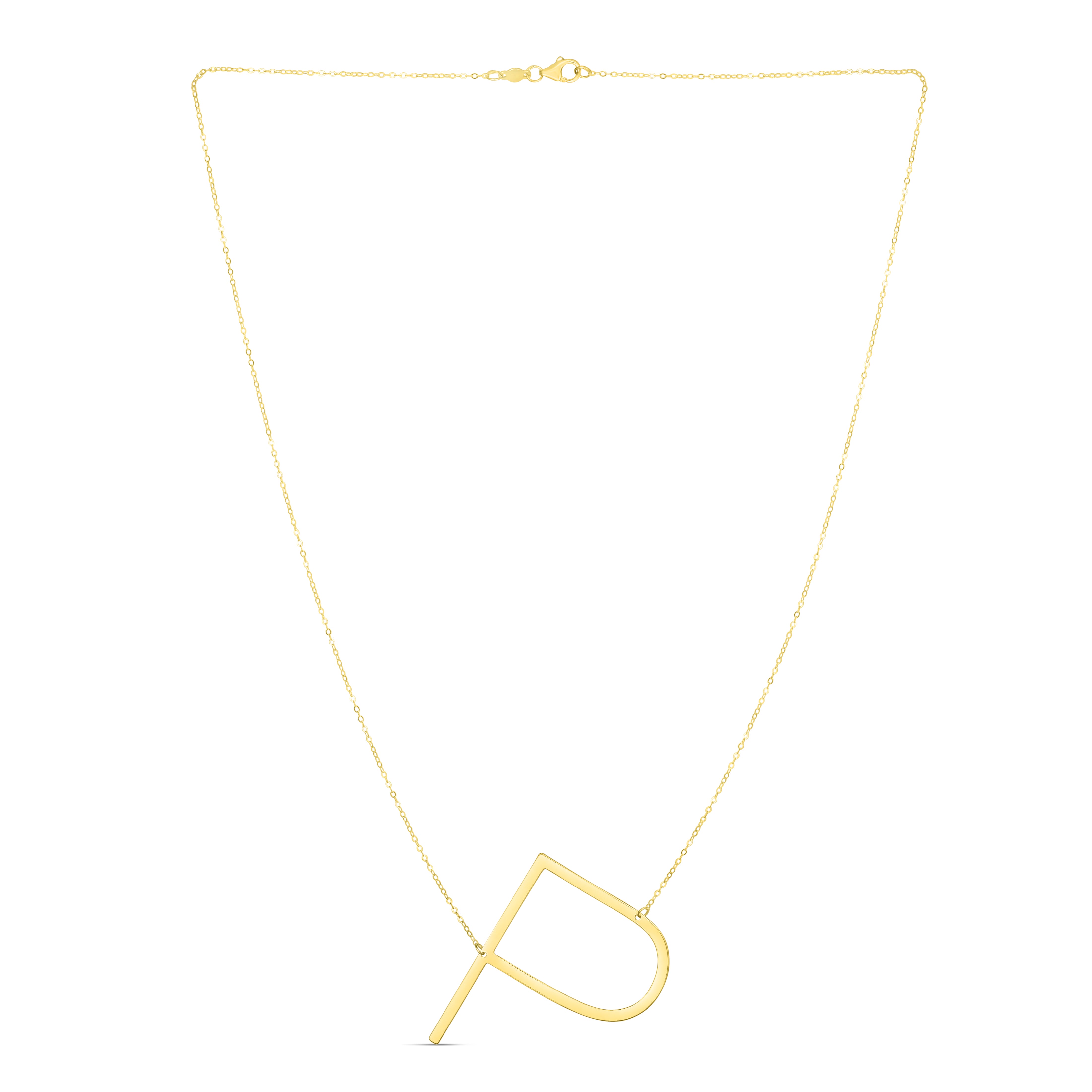 14K Yellow Gold Yours Truly Large Initial P 18" Necklace