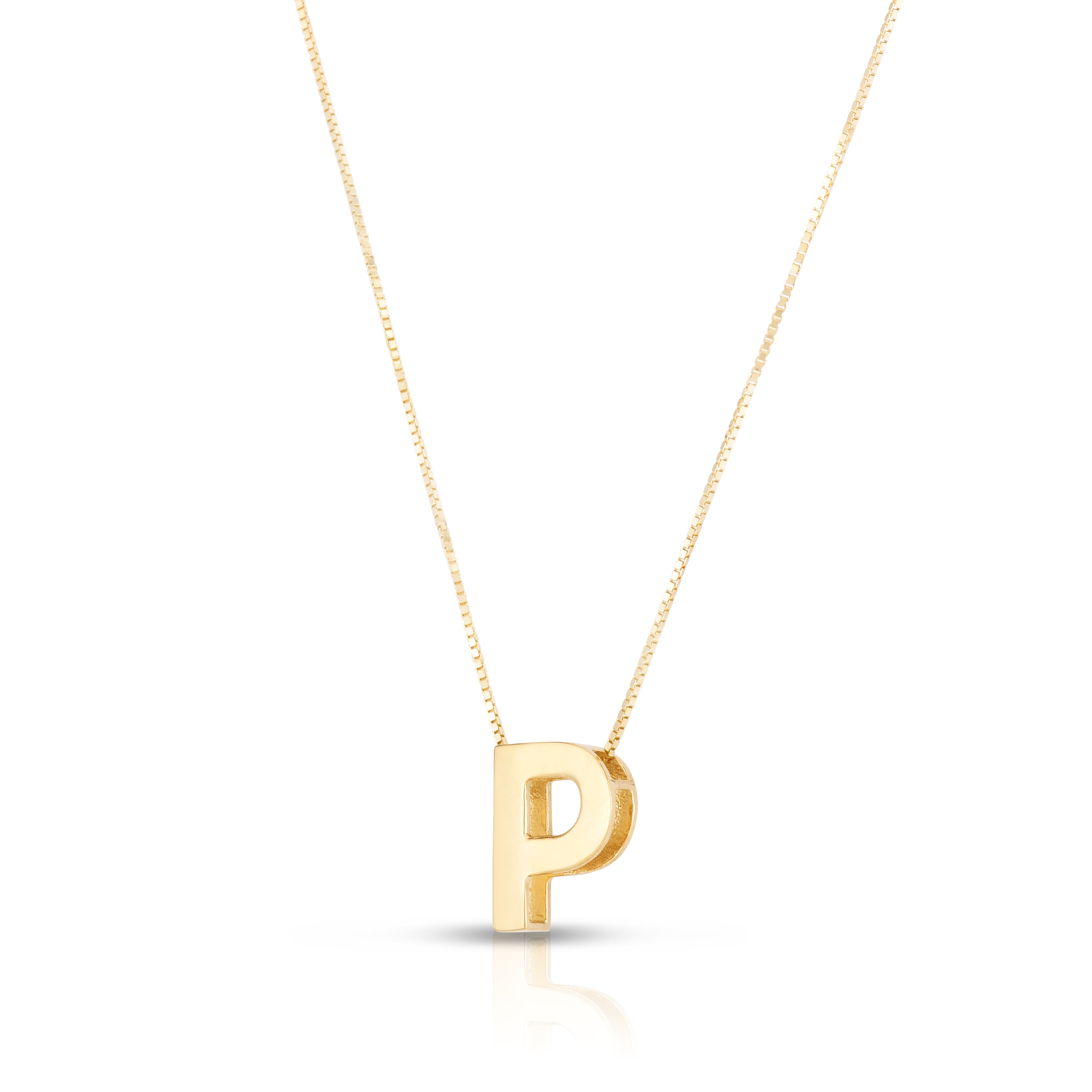 14K Yellow Gold Yours Truly Block Letter Initial P 18" Necklace