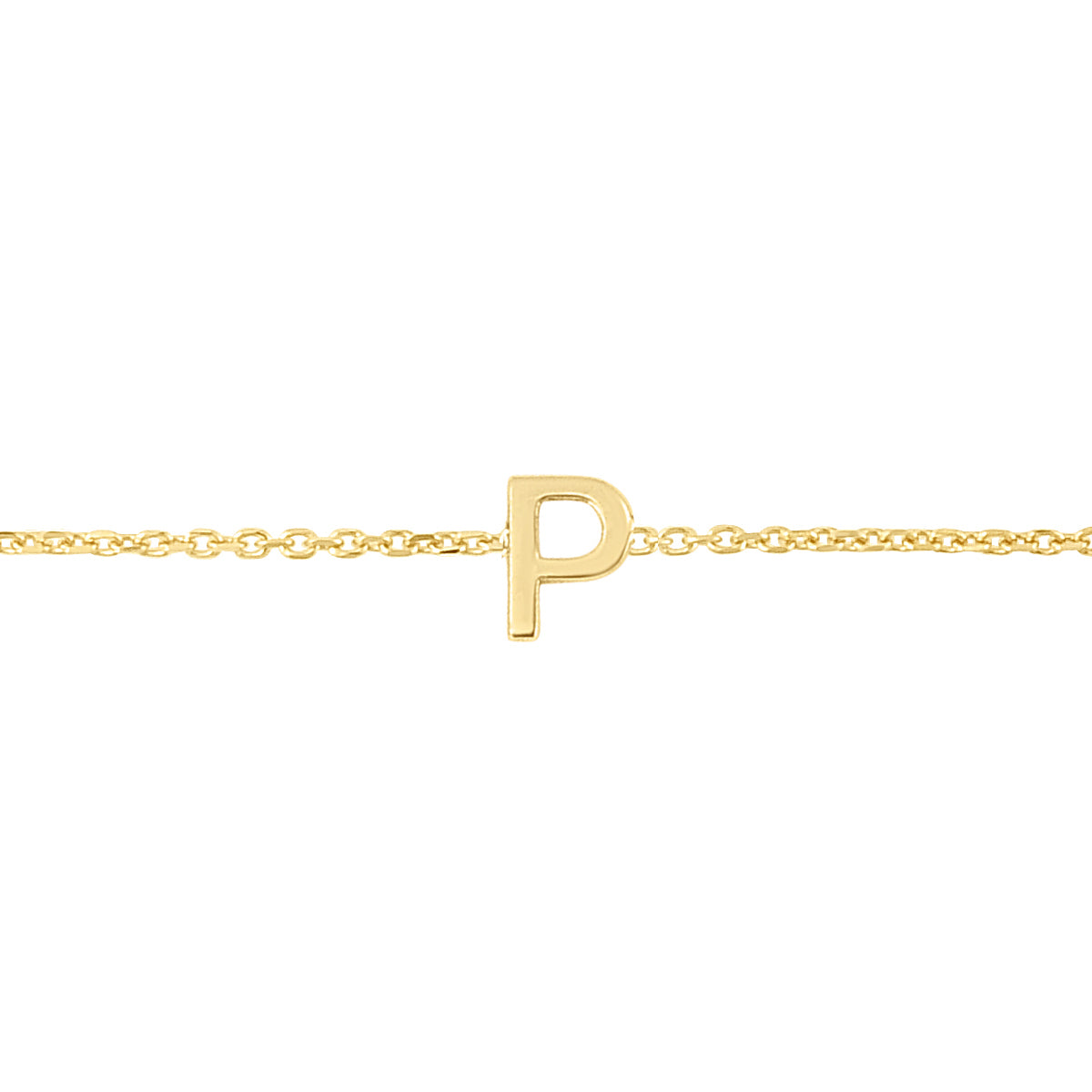 14K Yellow Gold 18" Mini Initial P Necklace