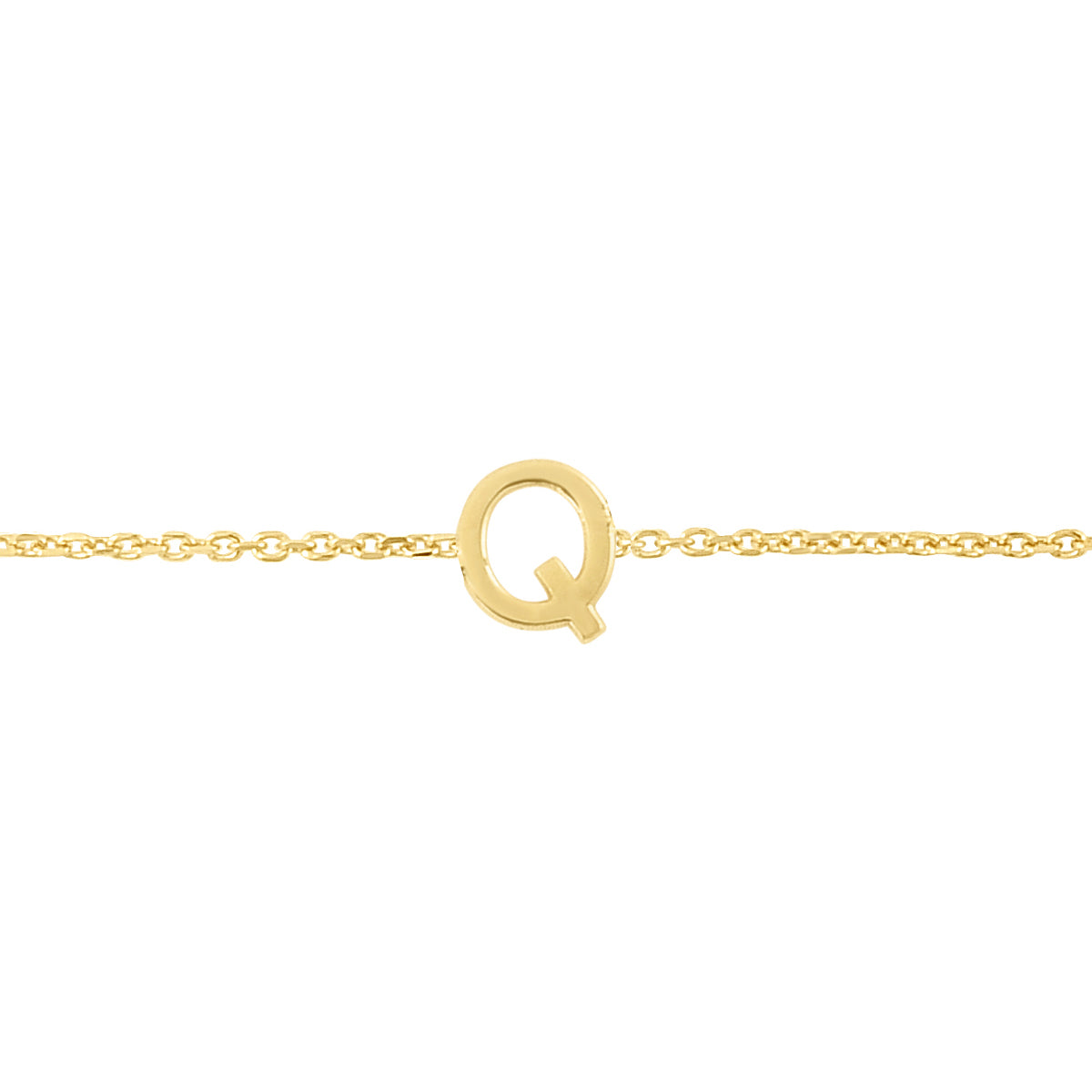 14K Yellow Gold 18" Mini Initial Q Necklace