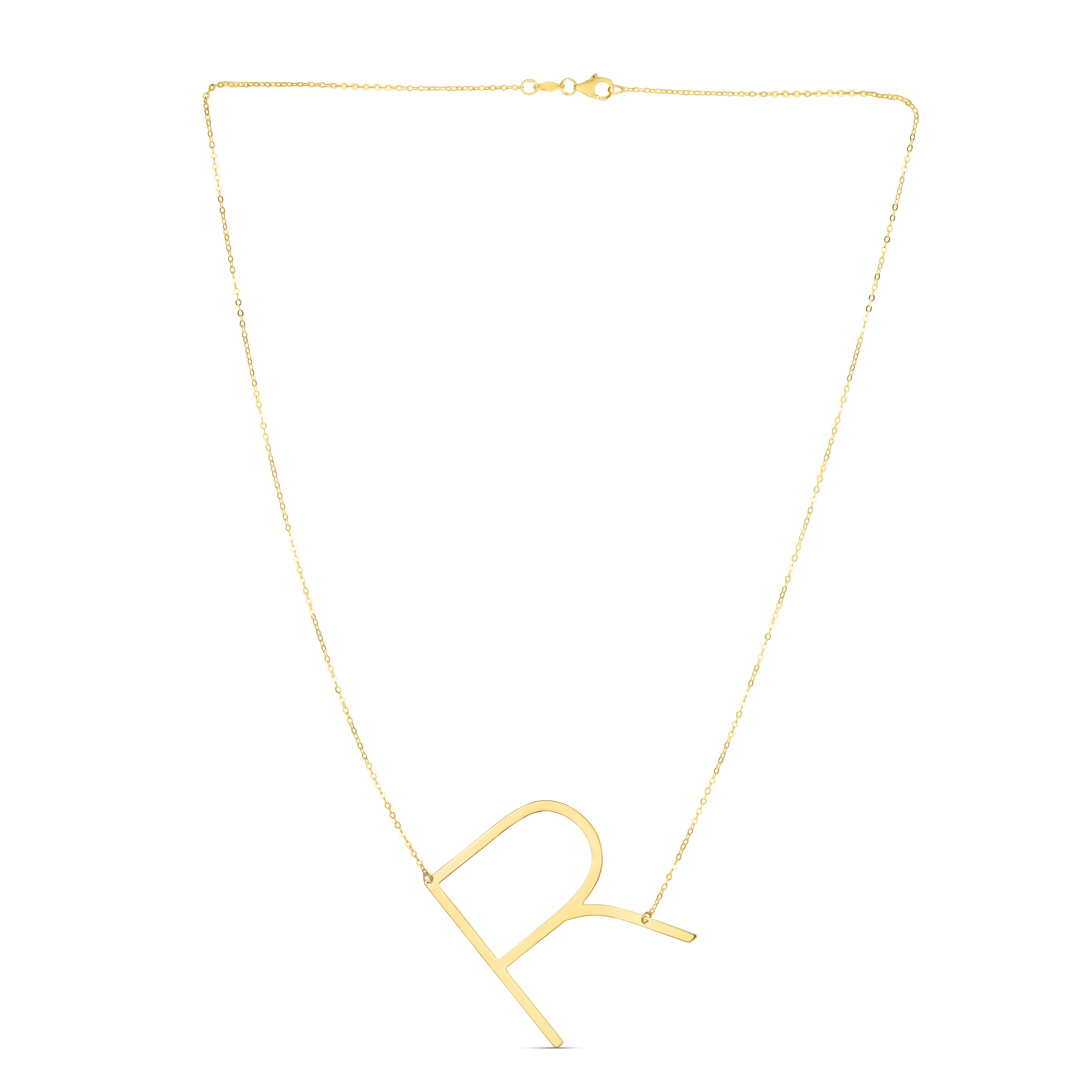 14K Yellow Gold Yours Truly Large Initial R 18" Necklace