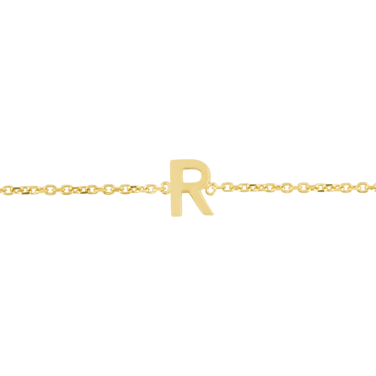 14K Yellow Gold 18" Mini Initial R Necklace