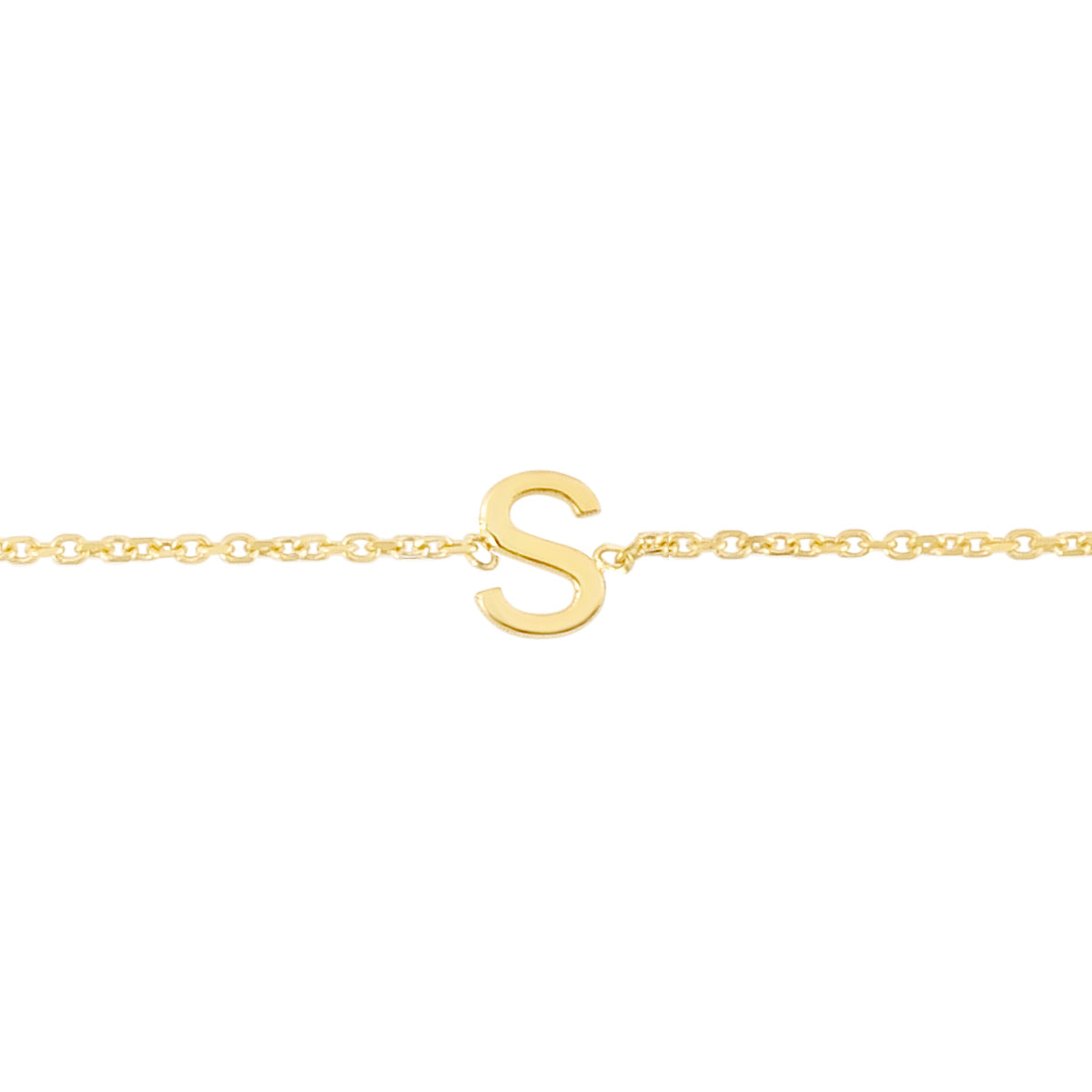 14K Yellow Gold 18" Mini Initial S Necklace