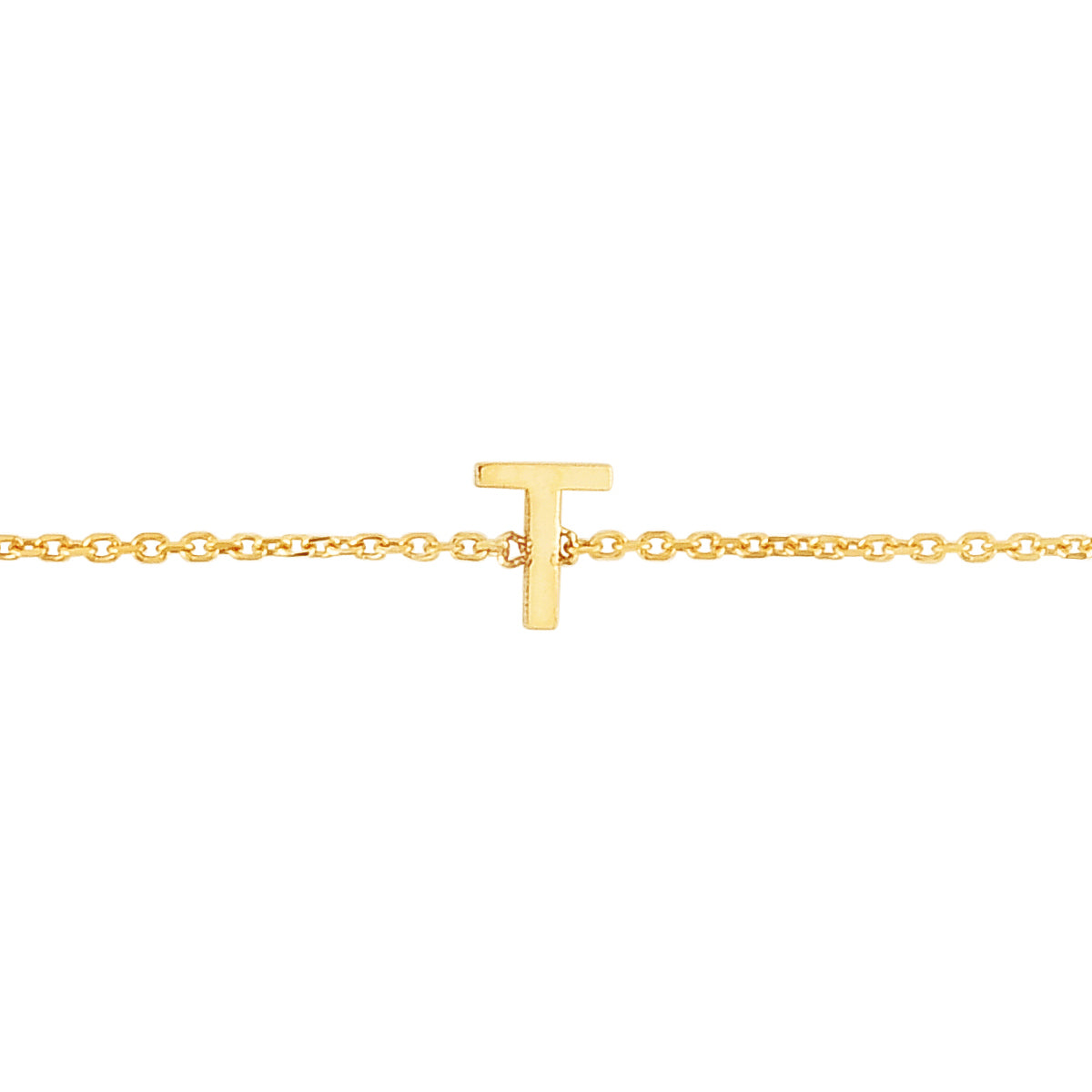 14K Yellow Gold 18" Mini Initial T Necklace