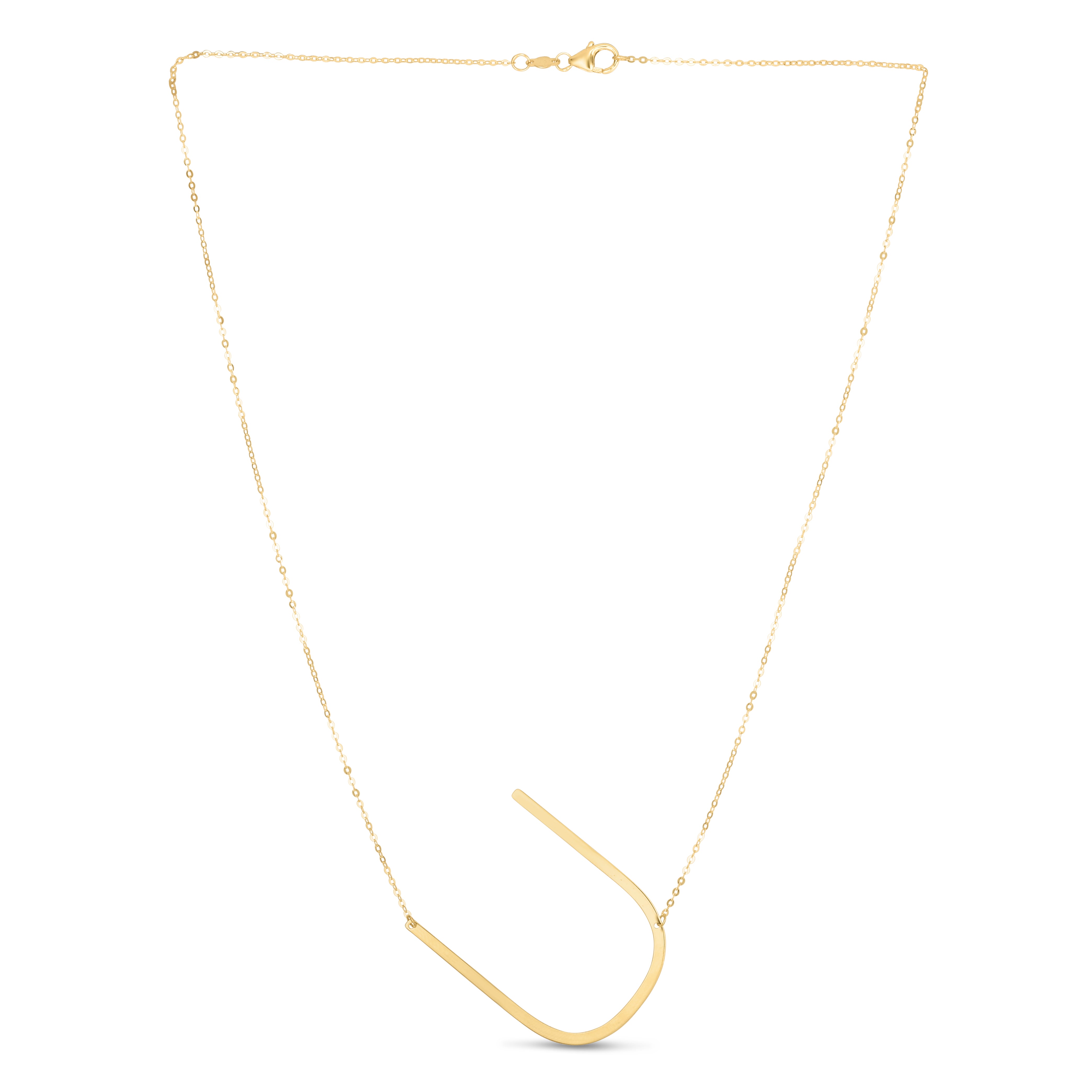 14K Yellow Gold Yours Truly Large Initial U 18" Necklace