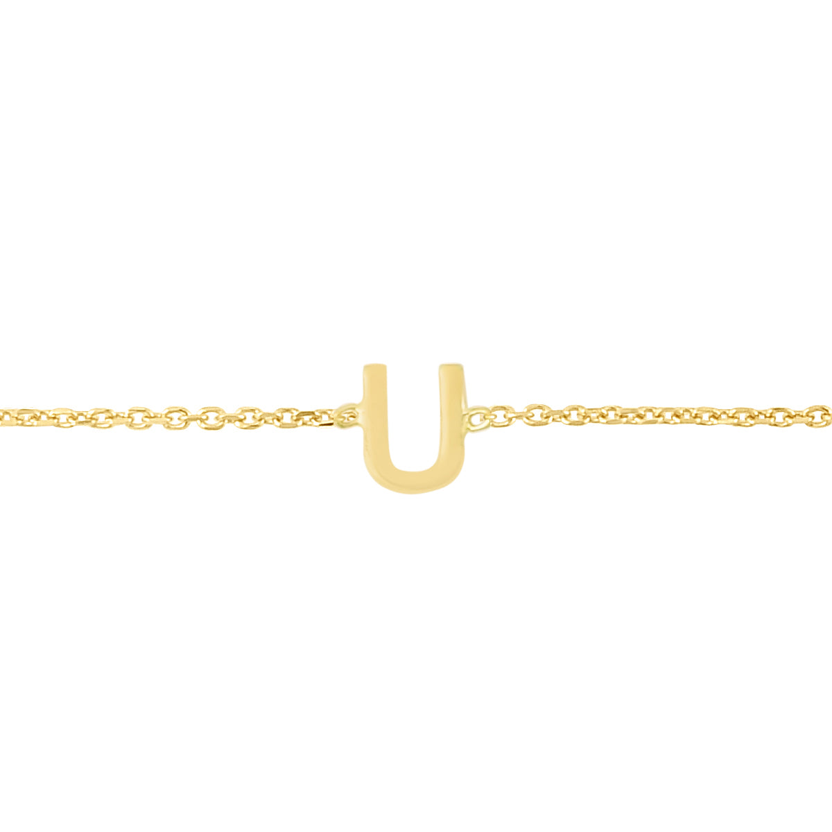 14K Yellow Gold 18" Mini Initial U Necklace