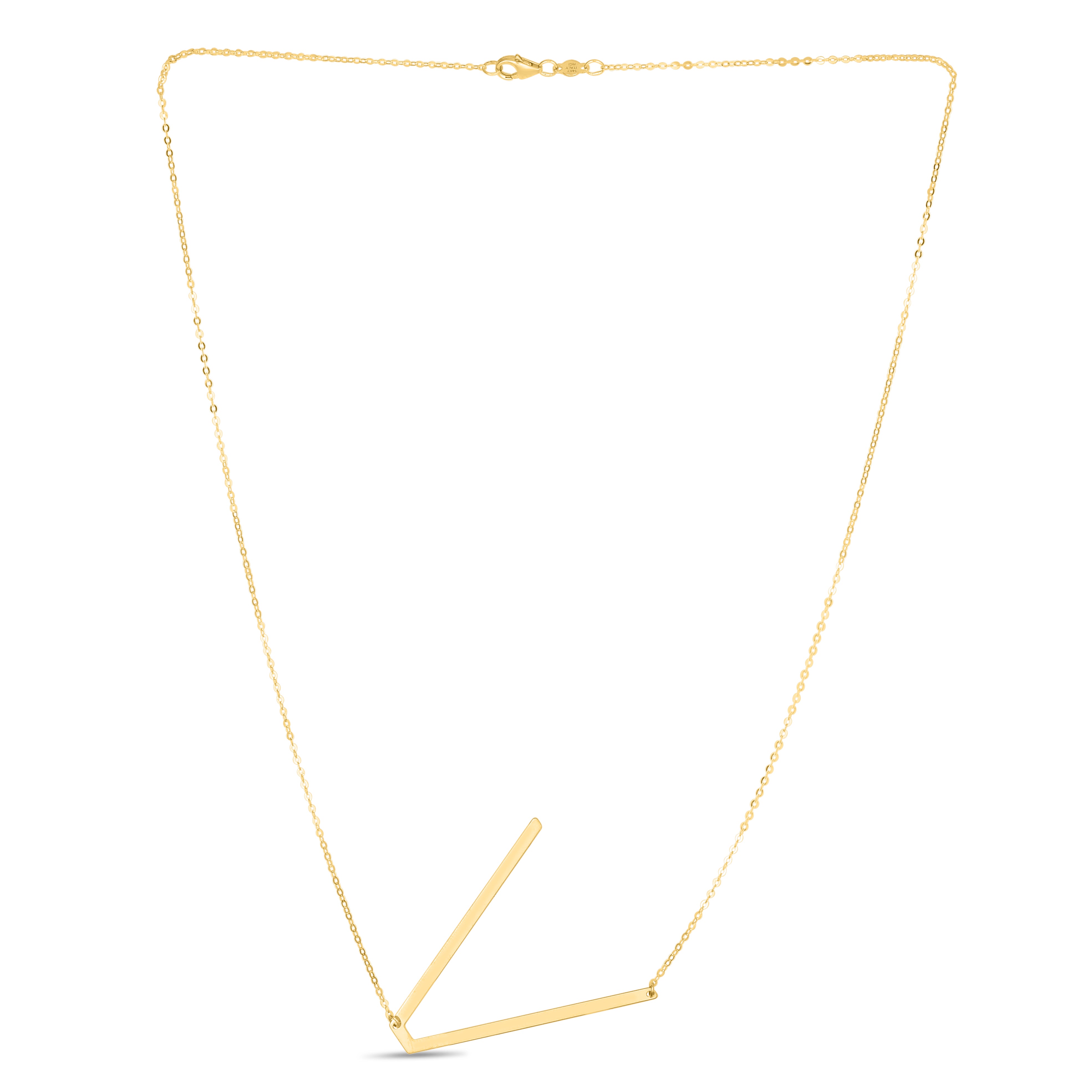 14K Yellow Gold Yours Truly Large Initial V 18" Necklace