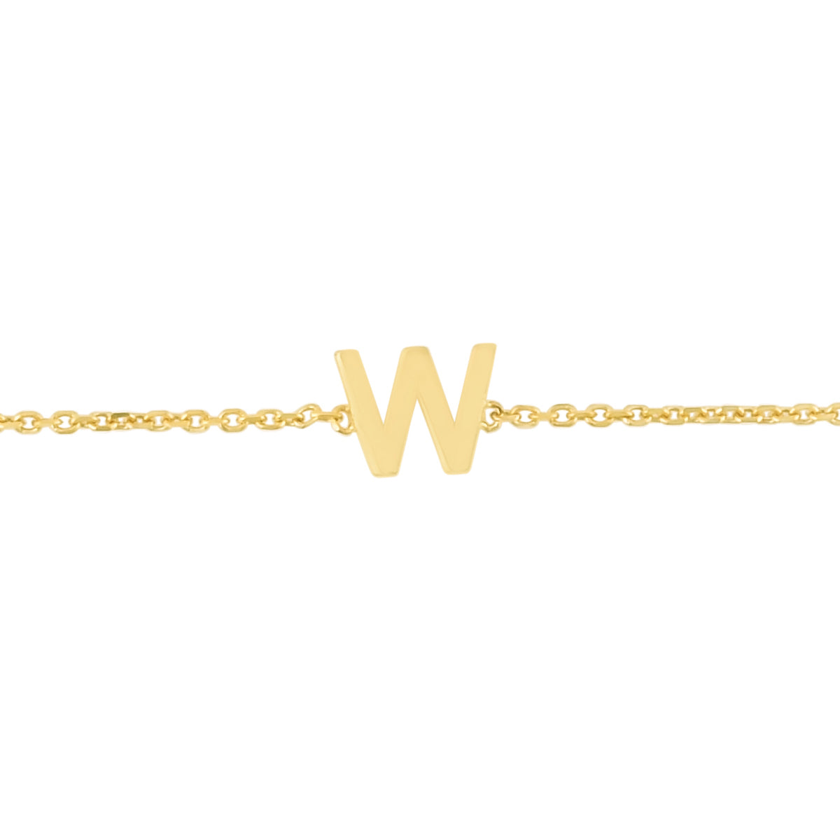 14K Yellow Gold 18" Mini Initial W Necklace