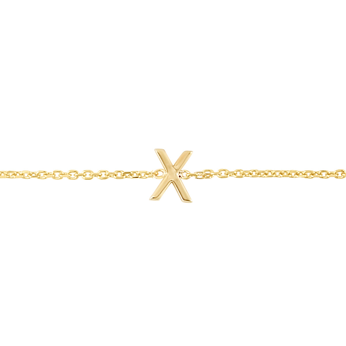 14K Yellow Gold 18" Mini Initial X Necklace