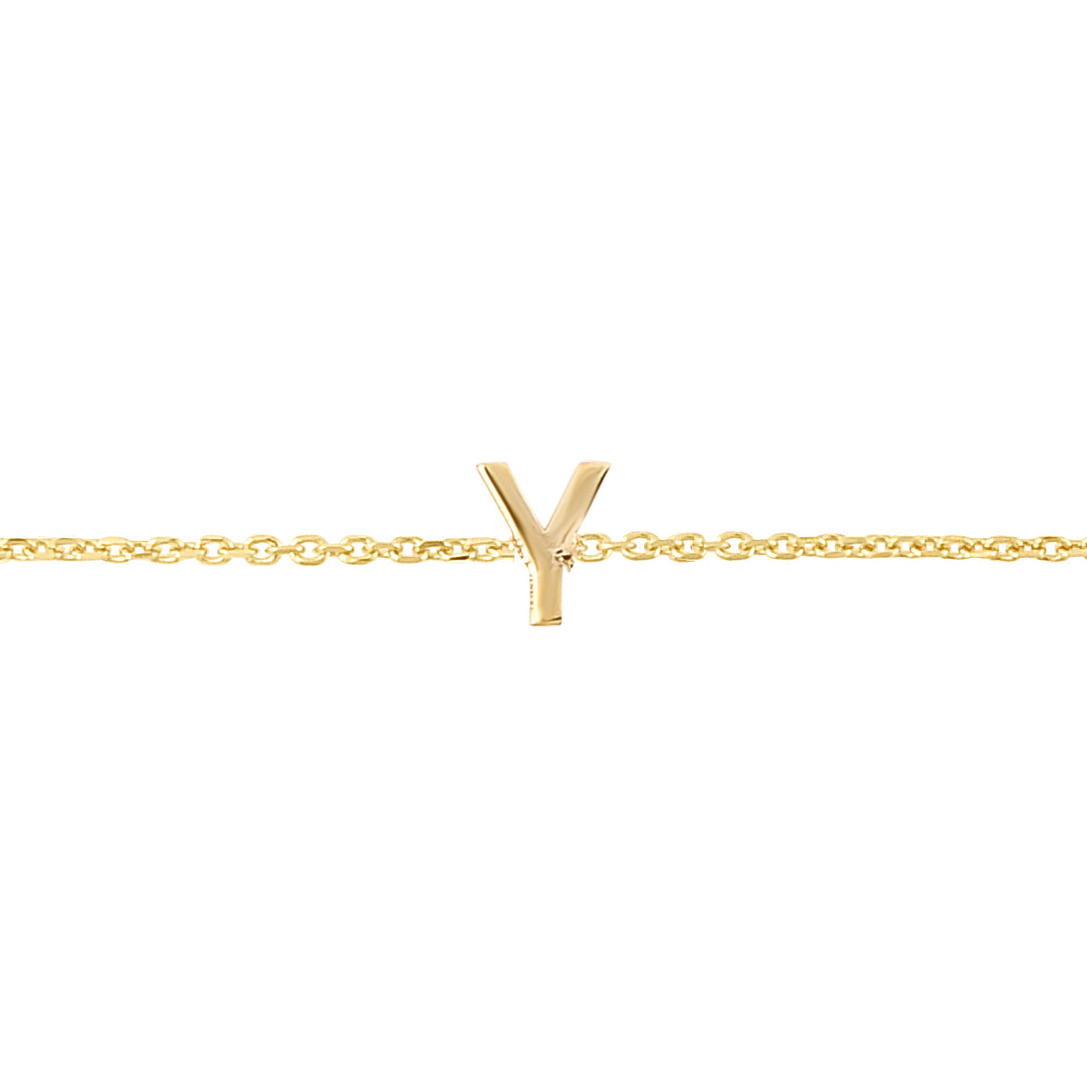 14K Yellow Gold 18" Mini Initial Y Necklace