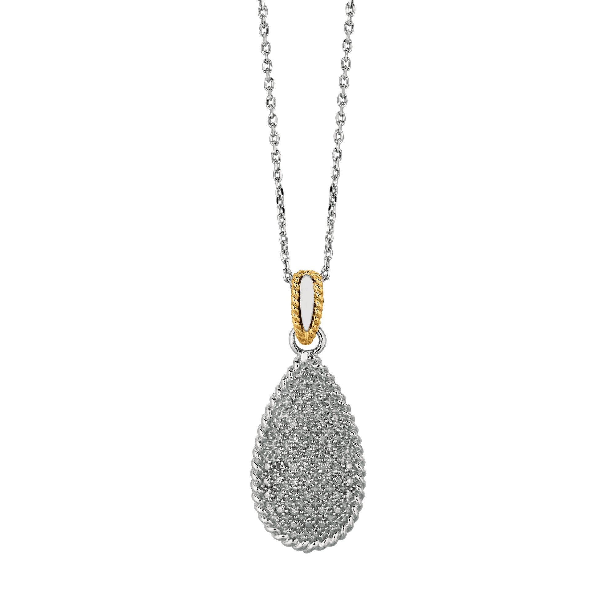 14K & Sterling Silver 18" Tear Drop Necklace