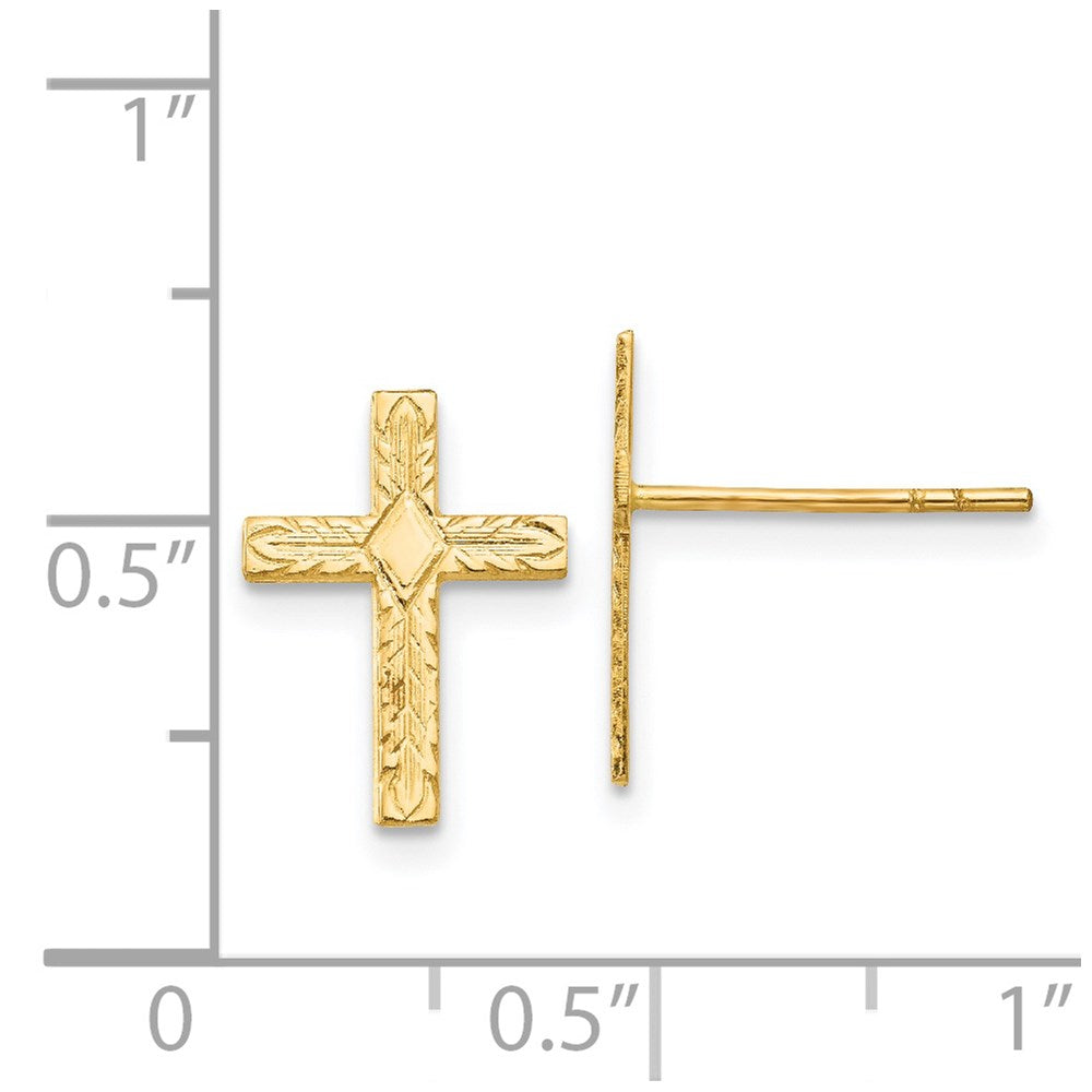 14k Polished & Textured Cross Earrings