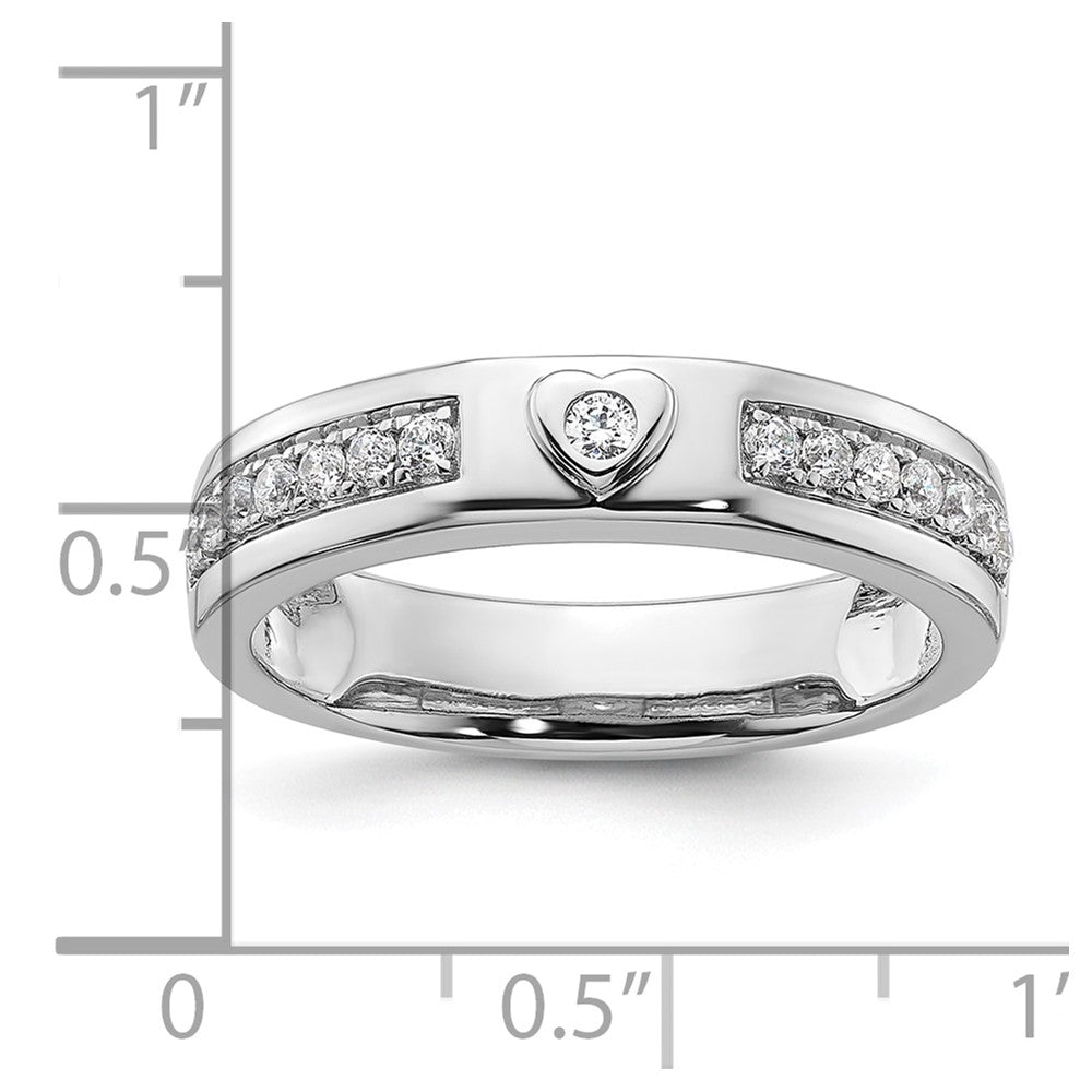 14K White Gold Lab Grown Diamond VS/SI FGH Men's Heart Band