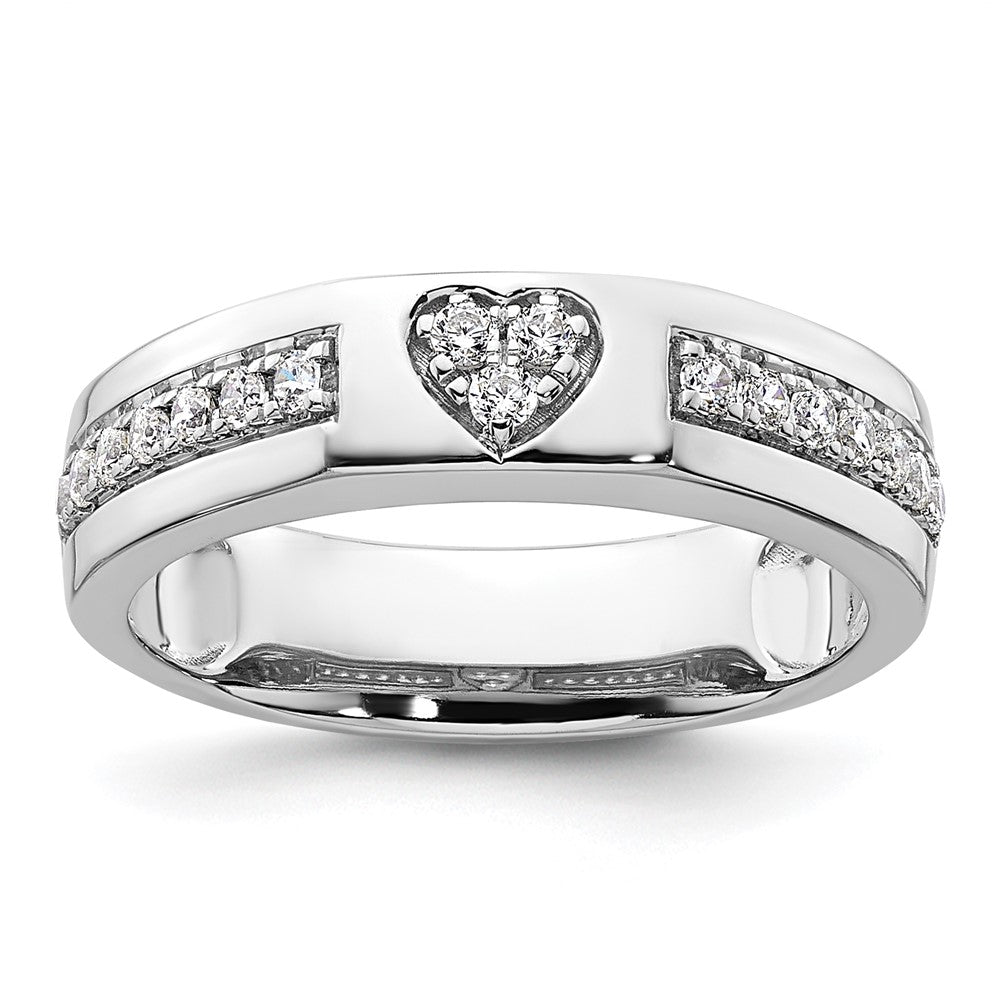 14K White Gold Lab Grown Diamond VS/SI FGH Cut-Out Heart Band