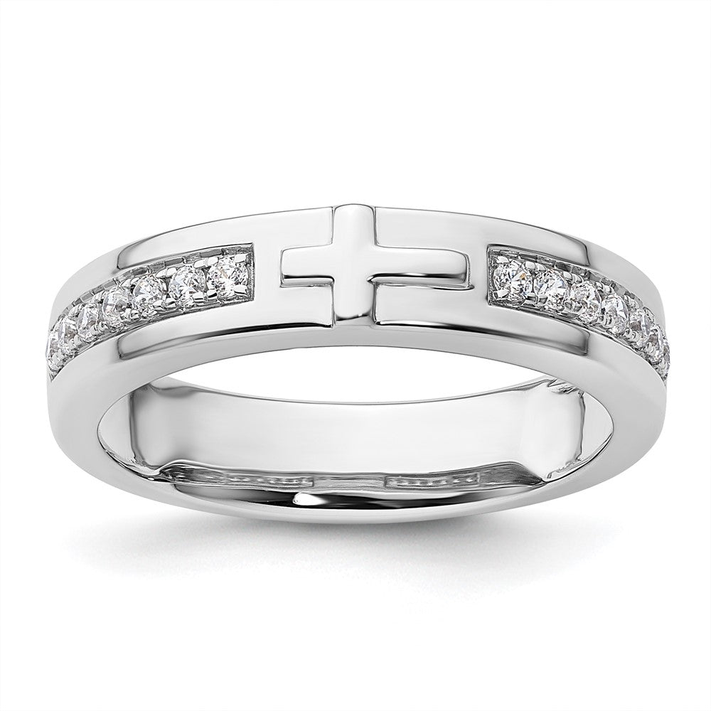 14k White Gold Lab Grown Diamond VS/SI FGH Men's Cross Band