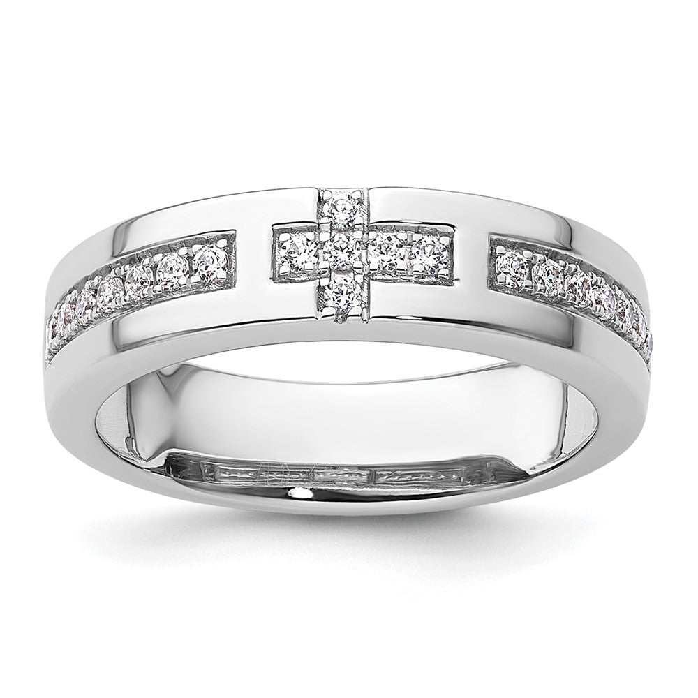 14K White Gold Lab Grown Diamond VS/SI FGH Cross Band