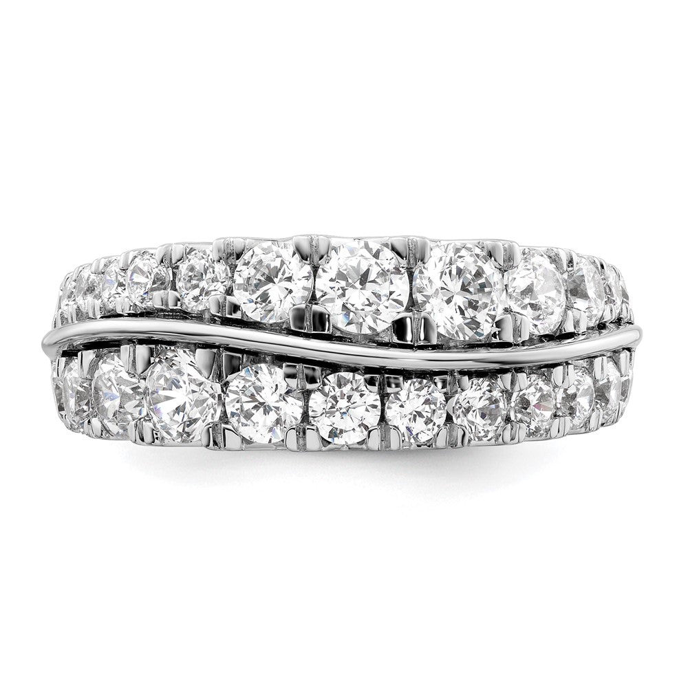 14K White Gold Lab Grown Diamond VS/SI FGH Wave Double Band