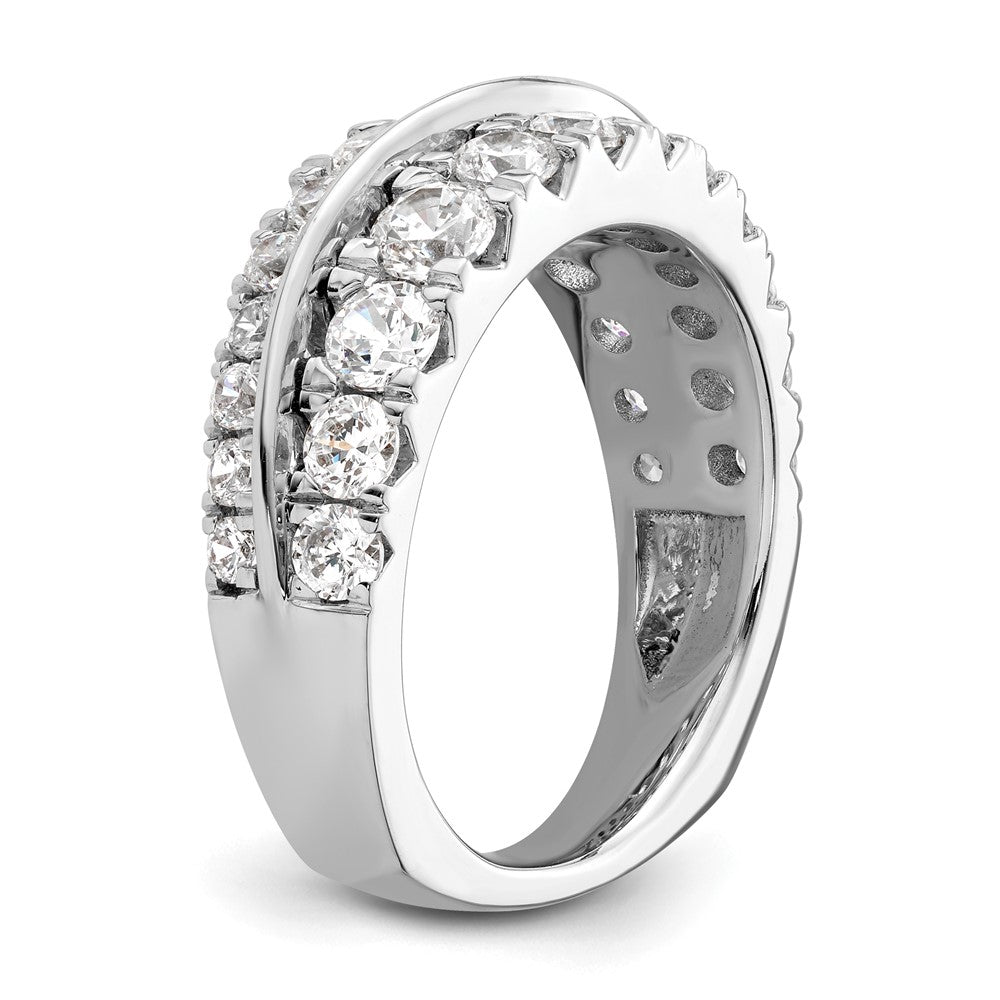 14K White Gold Lab Grown Diamond VS/SI FGH Wave Double Band