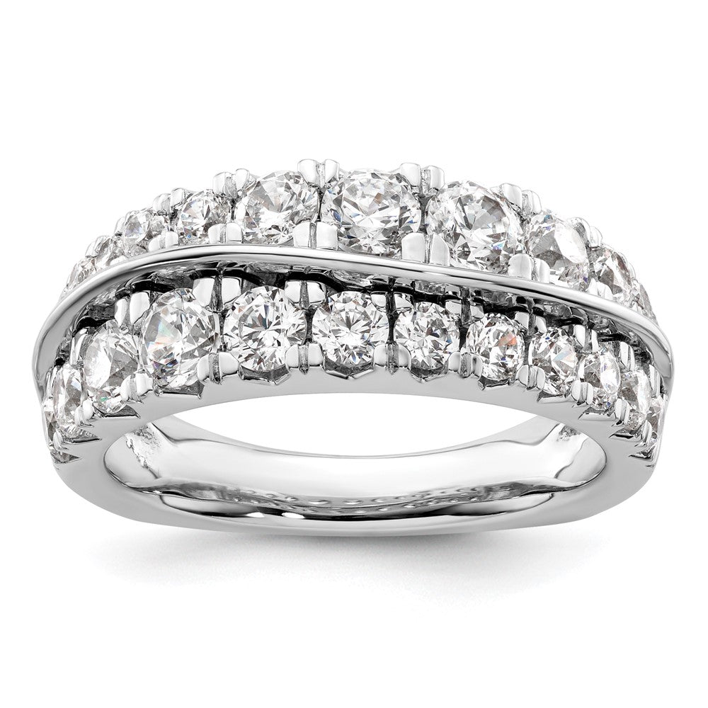 14K White Gold Lab Grown Diamond VS/SI FGH Wave Double Band