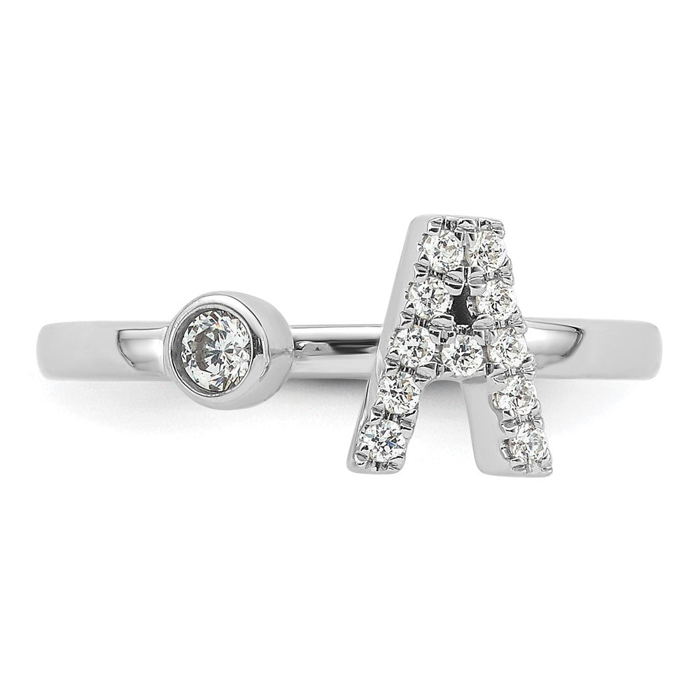 14K White Gold Lab Grown Diamond VS/SI FGH Initial A Adjustable Rin