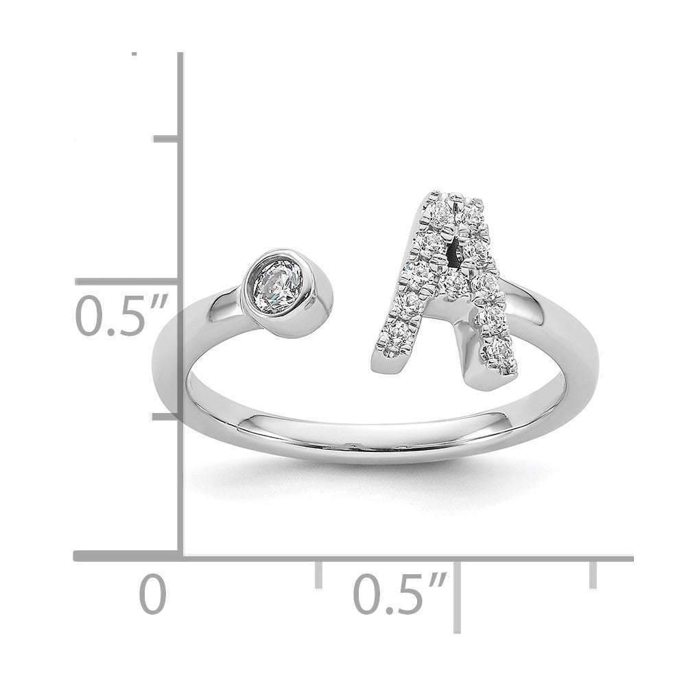 14K White Gold Lab Grown Diamond VS/SI FGH Initial A Adjustable Rin