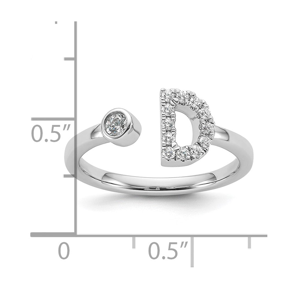 14K White Gold Lab Grown Diamond VS/SI FGH Initial D Adjustable Rin