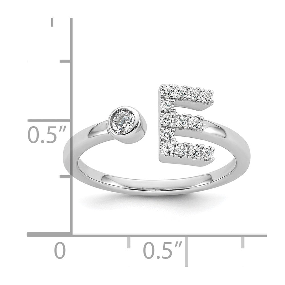 14K White Gold Lab Grown Diamond VS/SI FGH Initial E Adjustable Rin