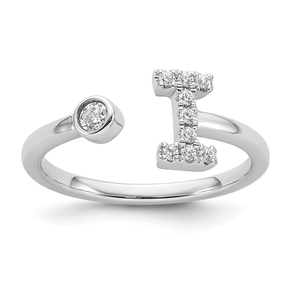 14K White Gold Lab Grown Diamond VS/SI FGH Initial I Adjustable Rin