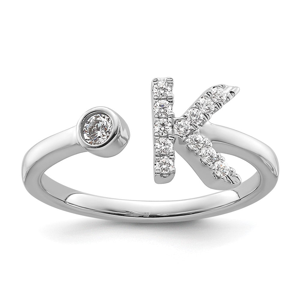 14K White Gold Lab Grown Diamond VS/SI FGH Initial K Adjustable Rin