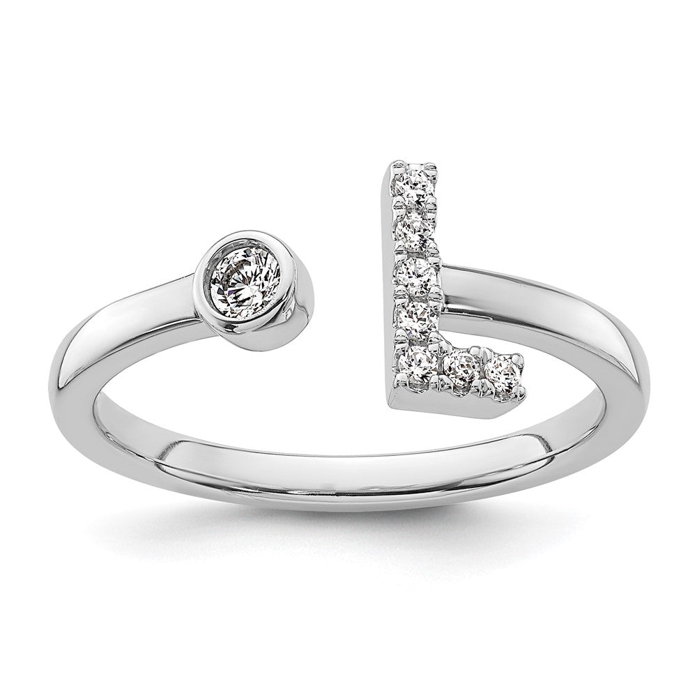 14K White Gold Lab Grown Diamond VS/SI FGH Initial L Adjustable Rin