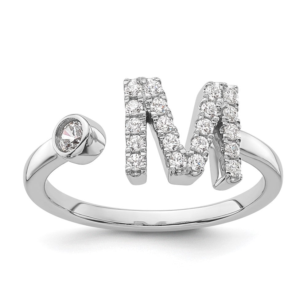 14K White Gold Lab Grown Diamond VS/SI FGH Initial M Adjustable Rin