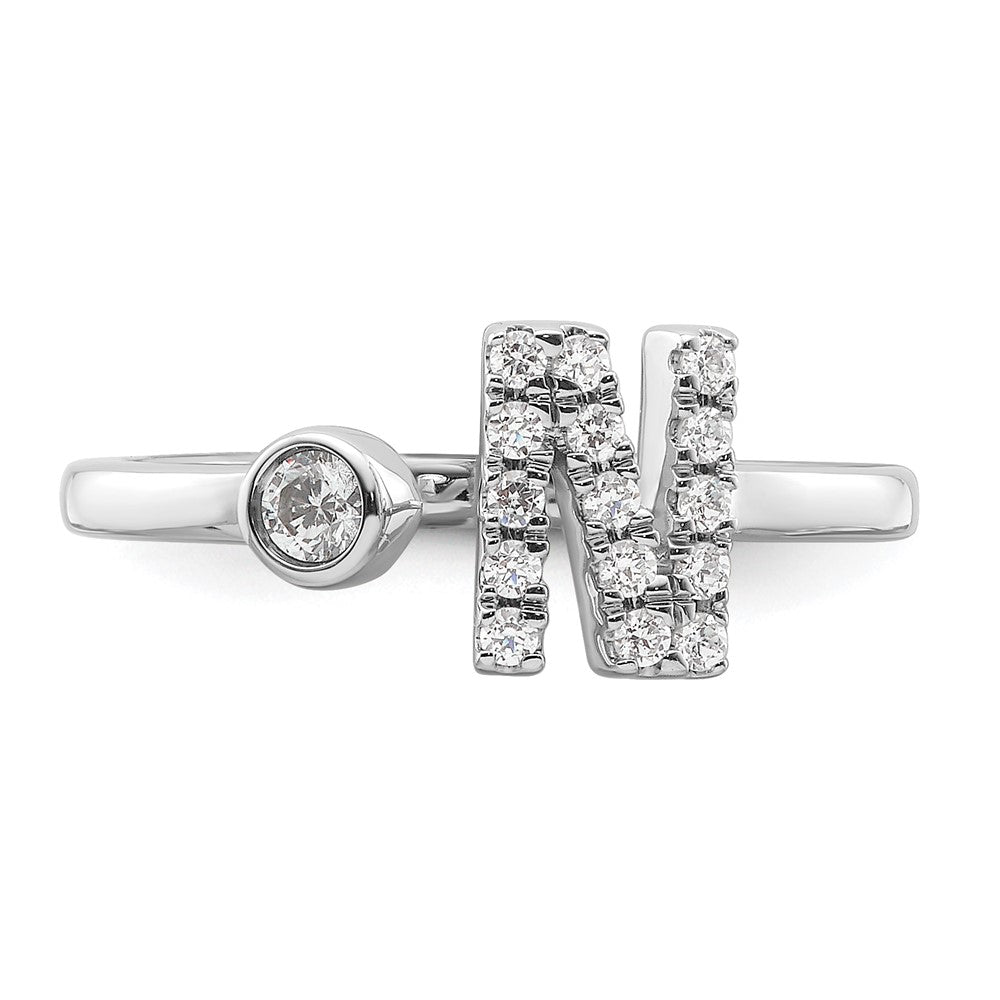 14K White Gold Lab Grown Diamond VS/SI FGH Initial N Adjustable Rin