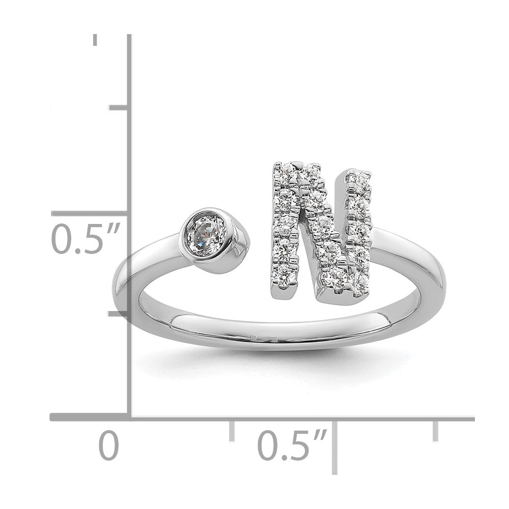 14K White Gold Lab Grown Diamond VS/SI FGH Initial N Adjustable Rin