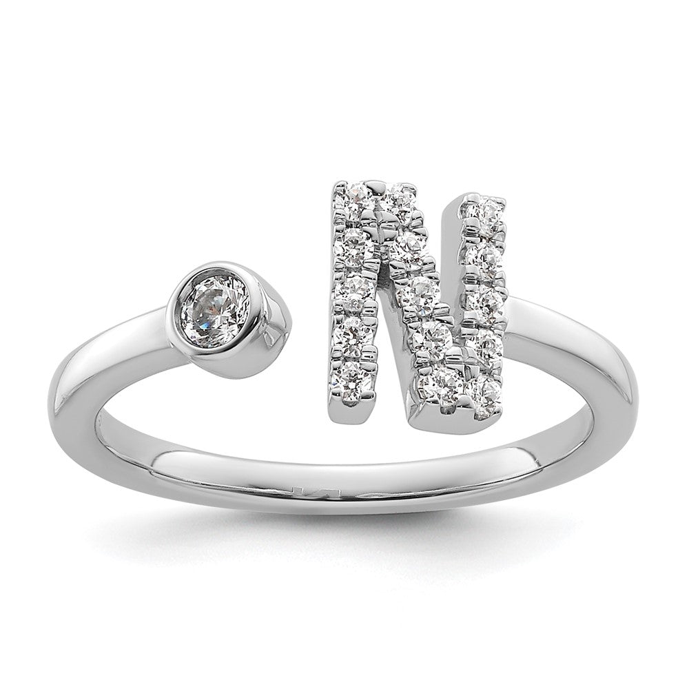 14K White Gold Lab Grown Diamond VS/SI FGH Initial N Adjustable Rin