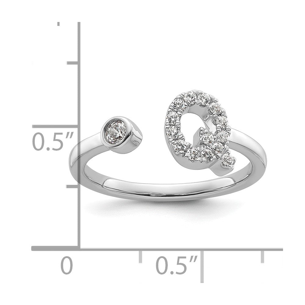 14K White Gold Lab Grown Diamond VS/SI FGH Initial Q Adjustable Rin