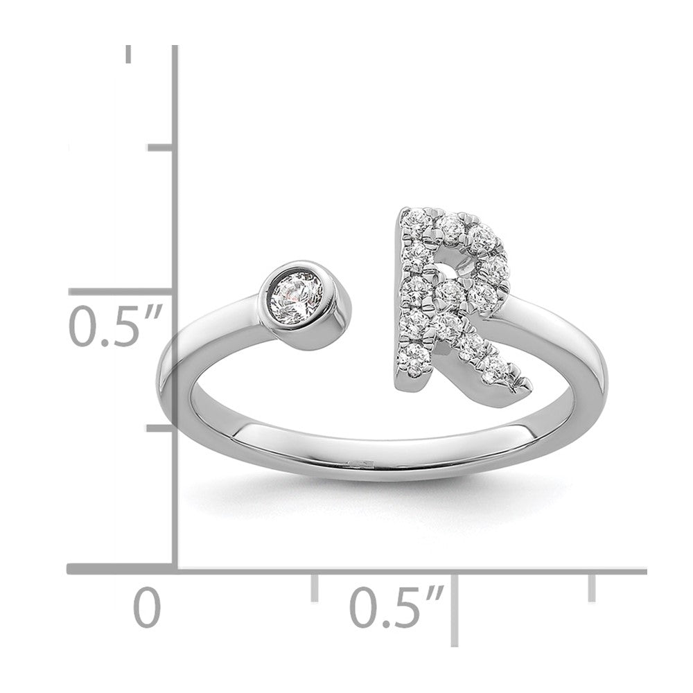 14K White Gold Lab Grown Diamond VS/SI FGH Initial R Adjustable Rin