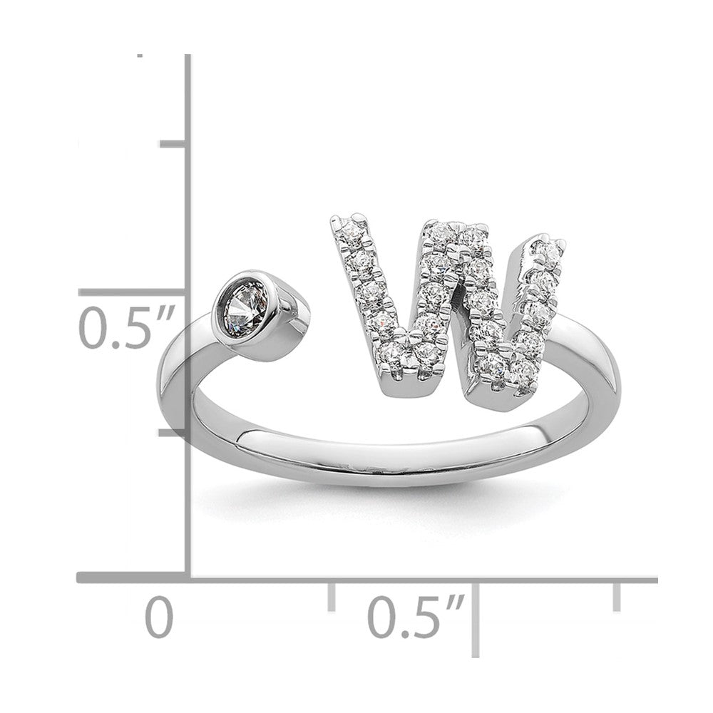 14K White Gold Lab Grown Diamond VS/SI FGH Initial W Adjustable Rin