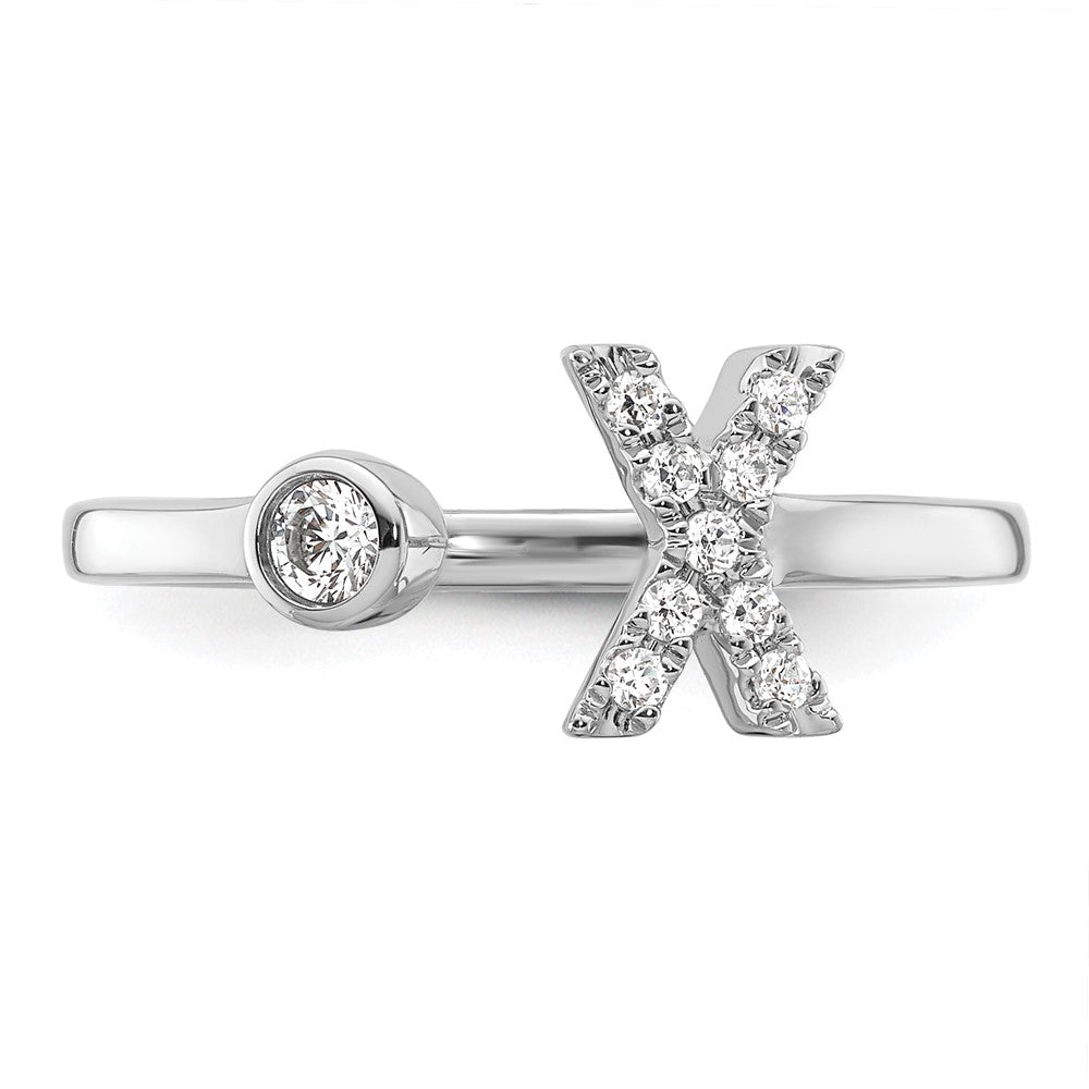 14K White Gold Lab Grown Diamond VS/SI FGH Initial X Adjustable Rin