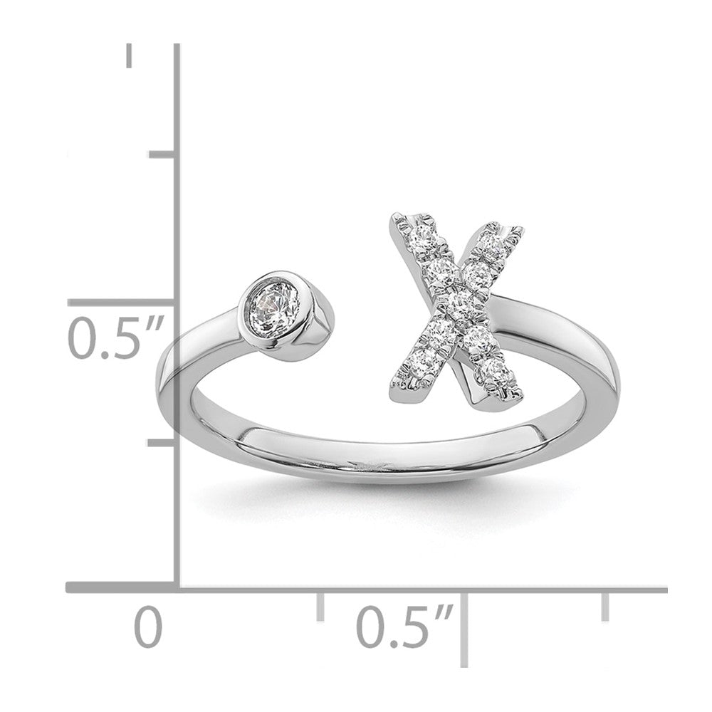 14K White Gold Lab Grown Diamond VS/SI FGH Initial X Adjustable Rin