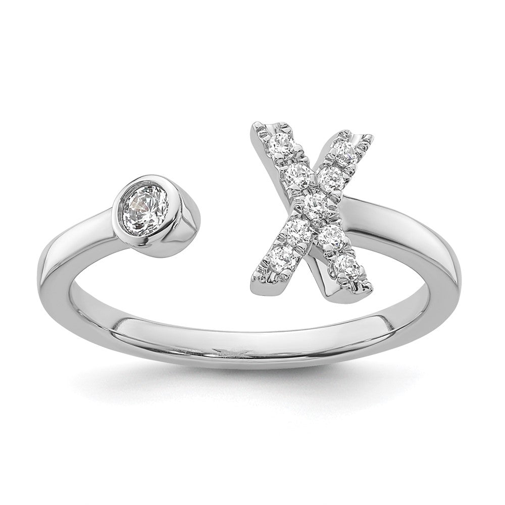 14K White Gold Lab Grown Diamond VS/SI FGH Initial X Adjustable Rin