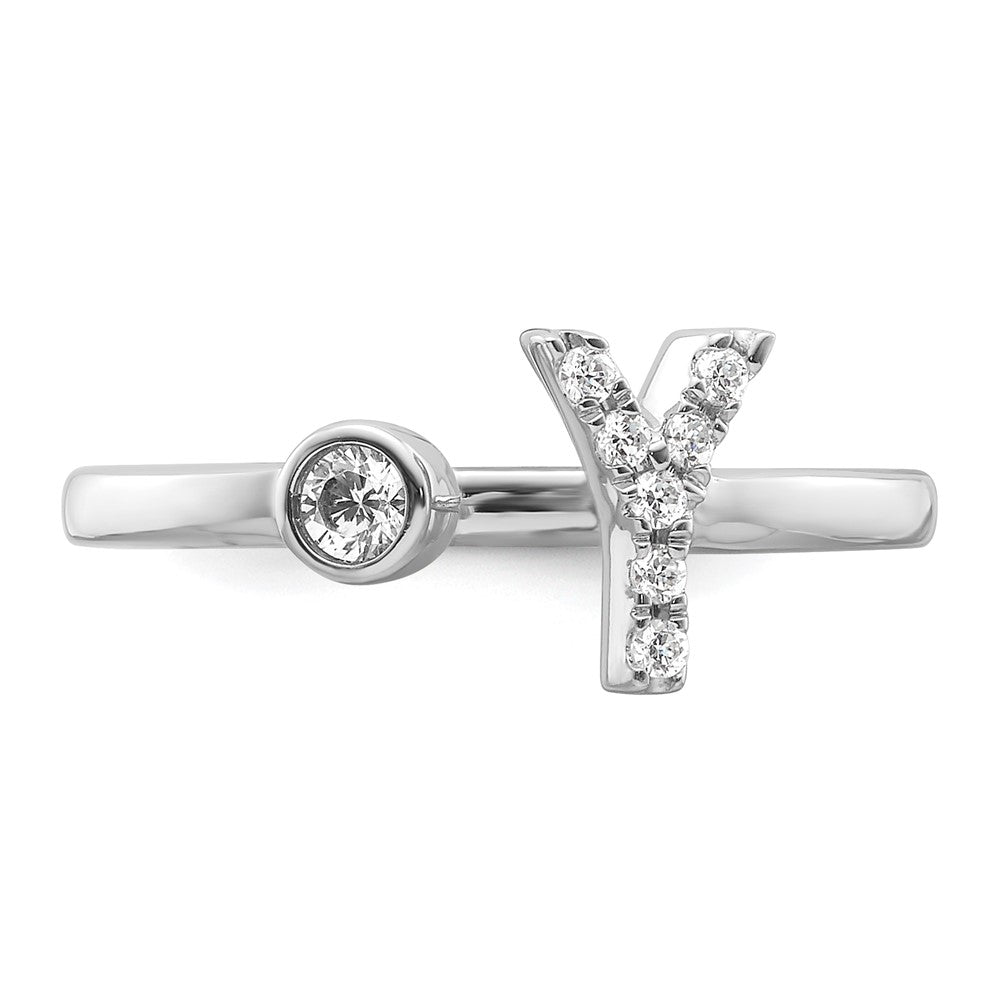 14K White Gold Lab Grown Diamond VS/SI FGH Initial Y Adjustable Rin