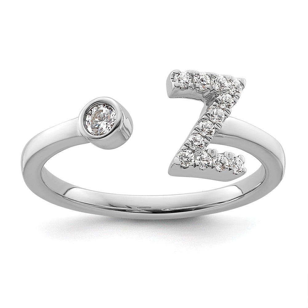 14K White Gold Lab Grown Diamond VS/SI FGH Initial Z Adjustable Rin