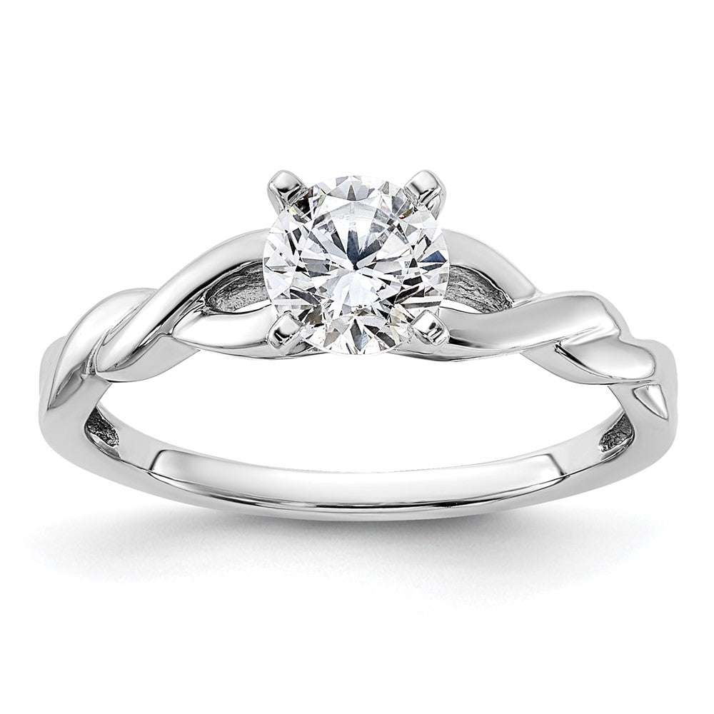 14K White Gold Lab Grown VS/SI FGH Dia Solitaire Complete Engagement Ring