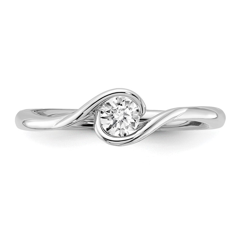 14K White Gold Lab Grown Diamond Bezel Set Solitaire Complete Engagement Ring