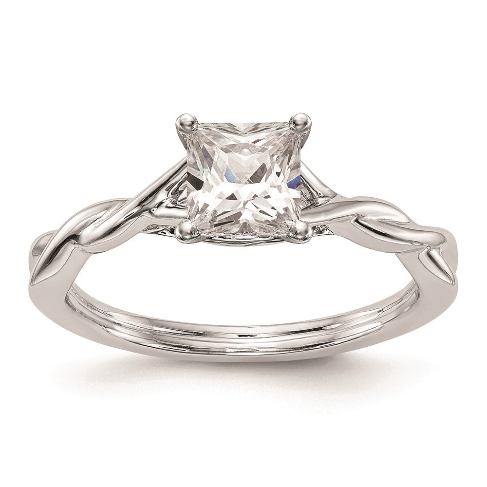 14k White Gold Peg Set Twist Solitaire Engagement Ring Mounting