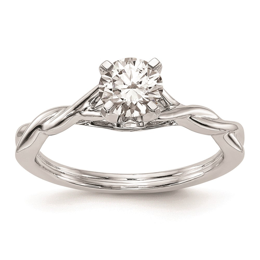 14k White Gold Peg Set Twist Solitaire Engagement Ring Mounting