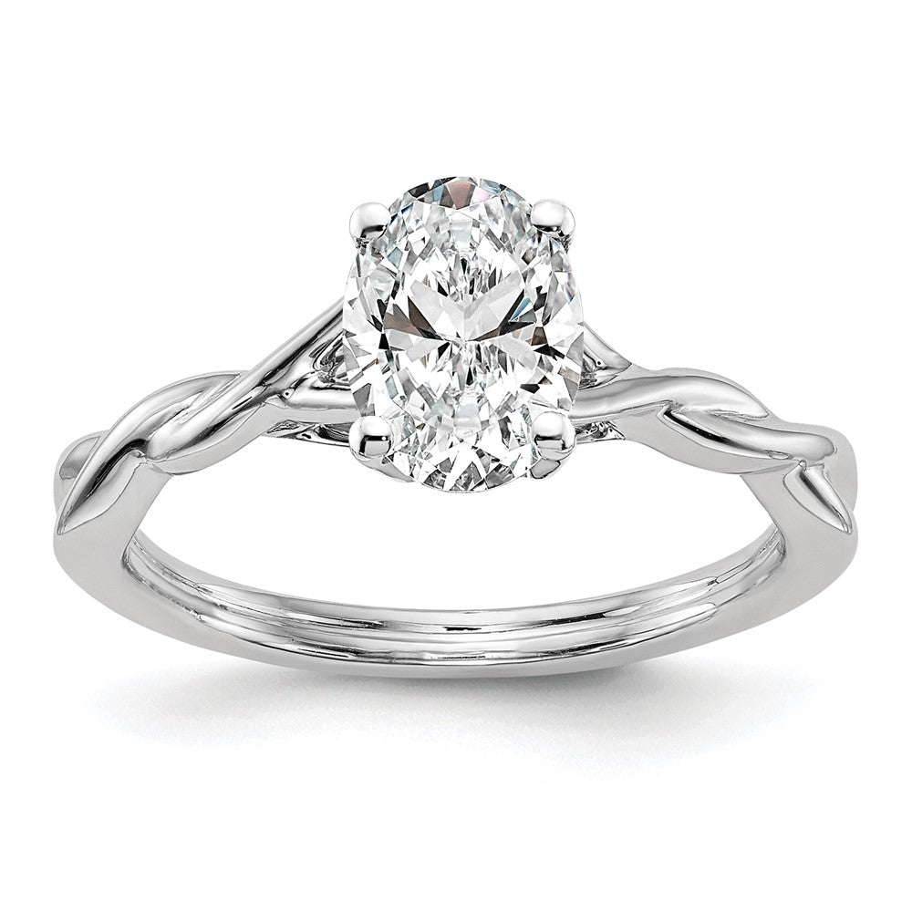 14k White Gold Peg Set Twist Solitaire Engagement Ring Mounting